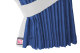 Suede-look truck window curtains 4-piece, with imitation leather edge dark blue white Length 110 cm
