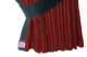 Suede-look truck window curtains 4-piece, with imitation leather edge bordeaux black* Length 110 cm