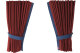 Suede-look truck window curtains 4-piece, with imitation leather edge bordeaux blue* Length 95 cm