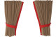 Suède-look vrachtwagen-raamgordijnen 4-delig, met imitatieleren rand karamel rood* Lengte 110 cm