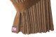 Suede-look truck window curtains 4-piece, with imitation leather edge caramel caramel Length 95 cm