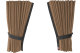 Suede-look truck window curtains 4-piece, with imitation leather edge caramel grey Length 95 cm