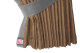 Suede-look truck window curtains 4-piece, with imitation leather edge caramel grey Length 110 cm