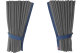 Wildlederoptik Lkw Scheibengardinen 4 teilig, mit Kunstlederkante grau blau* Länge 95 cm