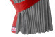 Wildlederoptik Lkw Scheibengardinen 4 teilig, mit Kunstlederkante grau rot* Länge 95 cm