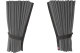 Suede-look truck window curtains 4-piece, with imitation leather edge grey grey Length 95 cm