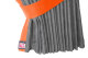 Fönstergardiner i mockalook 4-delade, med kantlist i läderimitation grå orange Länge 110 cm