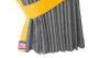 Fönstergardiner i mockalook 4-delade, med kantlist i läderimitation grå gul Länge 110 cm