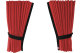 Suede-look truck window curtains 4-piece, with imitation leather edge red black* Length 95 cm