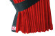 Suède-look vrachtwagen-raamgordijnen 4-delig, met imitatieleren rand Rood zwart* Lengte 95 cm