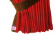 Suede-look truck window curtains 4-piece, with imitation leather edge red brown* Length 95 cm