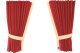 Wildlederoptik Lkw Scheibengardinen 4 teilig, mit Kunstlederkante rot beige* Länge 95 cm