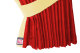 Fönstergardiner i mockalook 4-delade, med kantlist i läderimitation röd beige* Längd 95 cm