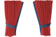 Suede-look truck window curtains 4-piece, with imitation leather edge red blue* Length 95 cm