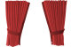 Fönstergardiner i mockalook 4-delade, med kantlist i läderimitation röd Bordeaux Länge 110 cm
