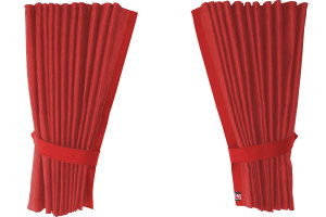 Suede-look truck window curtains 4-piece, with imitation leather edge red red* Length 95 cm