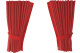 Fönstergardiner i mockalook 4-delade, med kantlist i läderimitation röd rött* rött Länge 110 cm