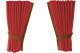 Fönstergardiner i mockalook 4-delade, med kantlist i läderimitation röd Karamell Längd 95 cm