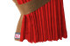 Suede-look truck window curtains 4-piece, with imitation leather edge red caramel Length 110 cm