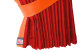 Fönstergardiner i mockalook 4-delade, med kantlist i läderimitation röd orange Längd 95 cm