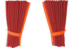 Suede-look truck window curtains 4-piece, with imitation leather edge red orange Length 110 cm