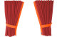 Fönstergardiner i mockalook 4-delade, med kantlist i läderimitation röd orange Länge 110 cm