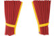 Wildlederoptik Lkw Scheibengardinen 4 teilig, mit Kunstlederkante rot gelb Länge 95 cm