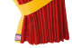 Suede-look truck window curtains 4-piece, with imitation leather edge red yellow Length 95 cm