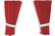 Fönstergardiner i mockalook 4-delade, med kantlist i läderimitation röd vit Länge 110 cm