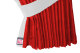 Fönstergardiner i mockalook 4-delade, med kantlist i läderimitation röd vit Länge 110 cm
