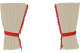 Suede-look truck window curtains 4-piece, with tassel pompom, strong darkening, double processed beige red Length 95 cm