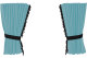 Wildlederoptik Lkw Scheibengardinen 4 teilig, mit Quastenbommel, stark abdunkelnd, doppelt verarbeitet hellblau schwarz Länge 95 cm