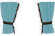 Wildlederoptik Lkw Scheibengardinen 4 teilig, mit Quastenbommel, stark abdunkelnd, doppelt verarbeitet hellblau braun Länge 95 cm