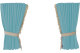 Wildlederoptik Lkw Scheibengardinen 4 teilig, mit Quastenbommel, stark abdunkelnd, doppelt verarbeitet hellblau beige Länge 95 cm