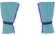 Wildlederoptik Lkw Scheibengardinen 4 teilig, mit Quastenbommel, stark abdunkelnd, doppelt verarbeitet hellblau blau Länge 95 cm