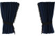Suède-look vrachtwagenschijfgordijnen 4-delig, met pompon met kwastjes, sterk verduisterend, dubbel verwerkt donkerblauw Zwart Lengte 95 cm
