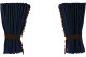Suede-look truck window curtains 4-piece, with tassel pompom, strong darkening, double processed dark blue brown Length 95 cm