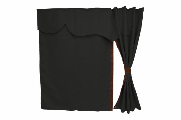 Lkw Bettgardinen, Wildlederoptik, Kunstlederkante, stark abdunkelnd anthrazit-schwarz braun* Länge149 cm