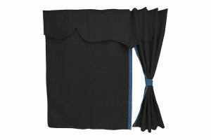 Lkw Bettgardinen, Wildlederoptik, Kunstlederkante, stark abdunkelnd anthrazit-schwarz blau* Länge149 cm