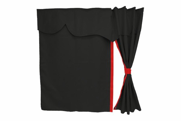 Truck bed curtains, suede look, imitation leather edge, strong darkening effect anthracite-black red* Länge149 cm