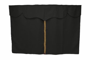 Vrachtwagengordijnen, su&egrave;delook, kunstleren rand, sterk verduisterend effect antraciet-zwart karamel Length149 cm