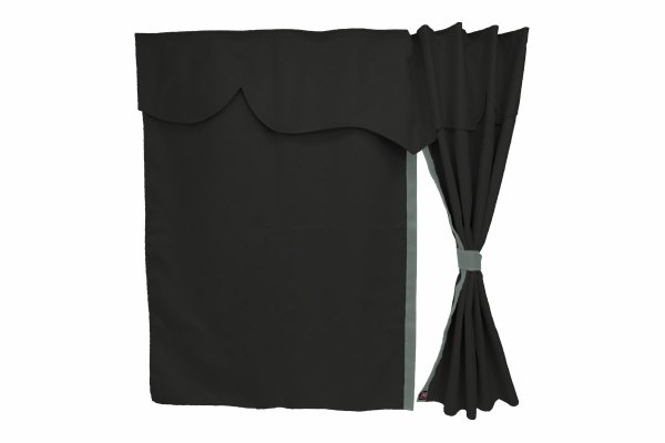 Lkw Bettgardinen, Wildlederoptik, Kunstlederkante, stark abdunkelnd anthrazit-schwarz grau Länge149 cm