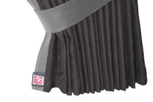 Lkw Bettgardinen, Wildlederoptik, Kunstlederkante, stark abdunkelnd anthrazit-schwarz grau L&auml;nge149 cm