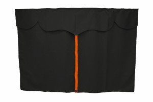 Lkw Bettgardinen, Wildlederoptik, Kunstlederkante, stark abdunkelnd anthrazit-schwarz orange L&auml;nge149 cm