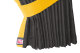Lkw Bettgardinen, Wildlederoptik, Kunstlederkante, stark abdunkelnd anthrazit-schwarz gelb Länge149 cm