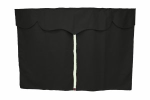 Lkw Bettgardinen, Wildlederoptik, Kunstlederkante, stark abdunkelnd anthrazit-schwarz wei&szlig; L&auml;nge149 cm