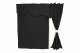 Lkw Bettgardinen, Wildlederoptik, Kunstlederkante, stark abdunkelnd anthrazit-schwarz weiß Länge149 cm