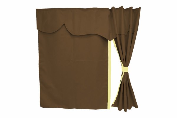 Lkw Bettgardinen, Wildlederoptik, Kunstlederkante, stark abdunkelnd dunkelbraun beige* Länge149 cm