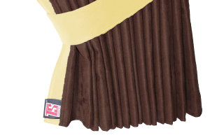 Truck bed curtains, suede look, imitation leather edge, strong darkening effect dark brown beige* L&auml;nge149 cm
