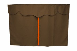Lkw Bettgardinen, Wildlederoptik, Kunstlederkante, stark abdunkelnd dunkelbraun orange L&auml;nge149 cm